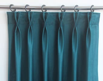 Cortinas opacas de terciopelo plisado, 31 colores, 25" (65 cm) de ancho. Paneles de cortinas de terciopelo para sala de estar, dormitorio