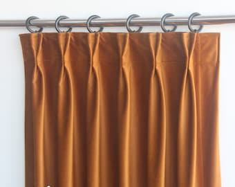 Pleated Velvet Curtains, 24 Colors,  25" (65cm) width. Velvet Drapes panels for living room, bedroom