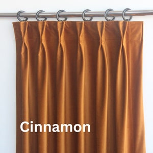 Pinch Pleated Velvet Drapery for living room, 24 Colors,  25&quot; (65cm) width. Double Pinch Pleated Velvet Curtain panels for bedroom