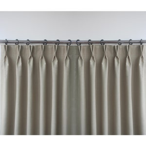 Extra Wide Double Pinch Pleated Faux Linen Curtains, 28 Colors, Custom Size Drapery panels for living room, for bedroom, for rod and track