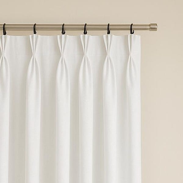 Extra Wide Triplet Pinch Pleated Faux Linen Curtains, 28 Colors, Custom Size Drapery panels for living room, for bedroom, for rod and track