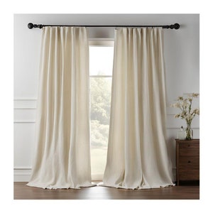 Extra Wide Thick Linen Curtains for living room, Heavy Linen Drapery Panels for bedroom, Room Darkening Linen Curtains for rod and track