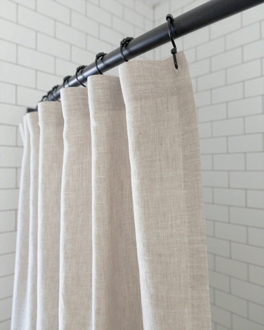 Linen Shower Curtain, Custom Shower Curtain With Button-hole, Extra ...