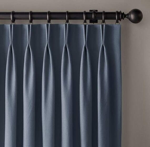 100 % Blackout Lined Double Pinch Pleated Faux Linen Curtains for Bedroom,  Sliding Door, Extra Wide Blackout Curtains for Living Room 