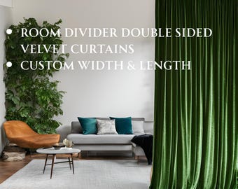 Room Divider Velvet Curtains, Double Sided Velvet Curtain Panels, Doorway Curtains, 17 Color Options. Grommet, Rod Pocket Hanging Types