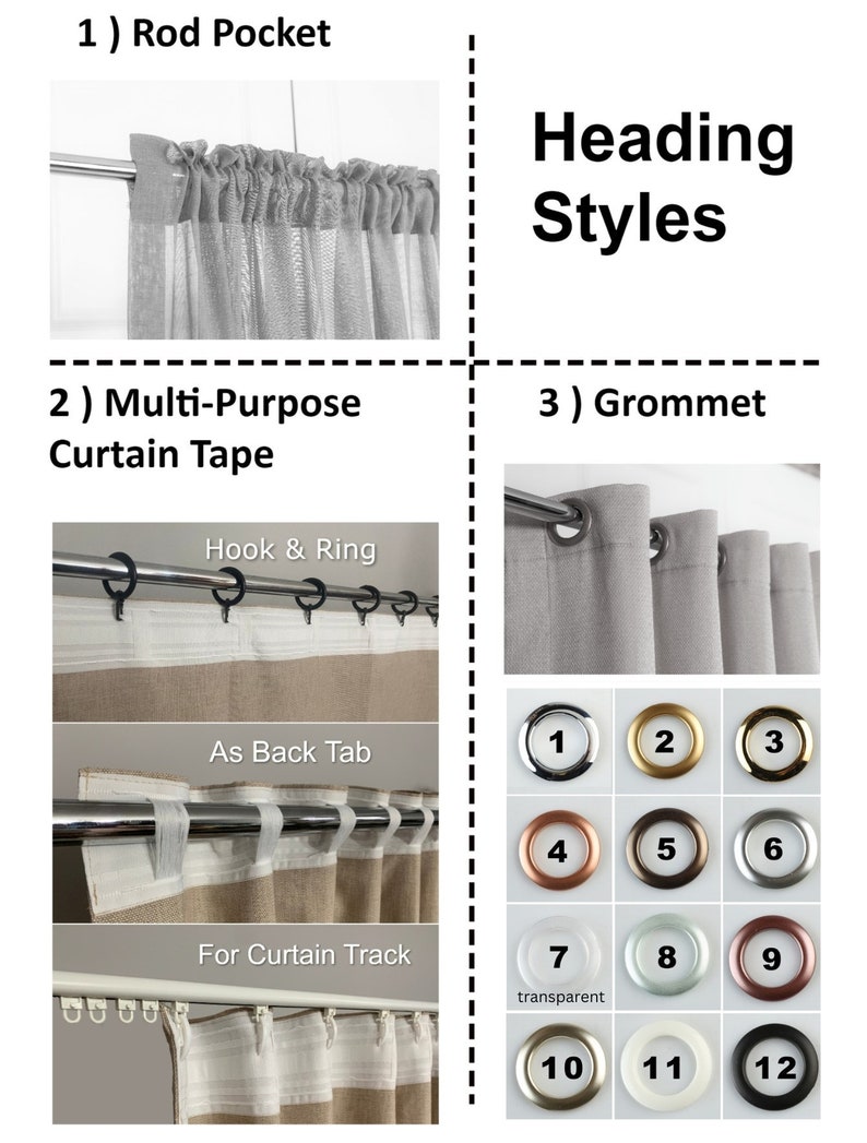 Natural Linen Curtains for living room, Grommet, Rod pocket, Hook/Ring, Track Options, Linen Drapery Panels , for bedroom image 6