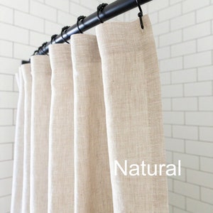 Linen Shower Curtain, Custom Shower Curtain, Extra long Shower Curtains, Extra Wide Shower Curtains, White, Cream, Ivory, Gray, Natural image 1