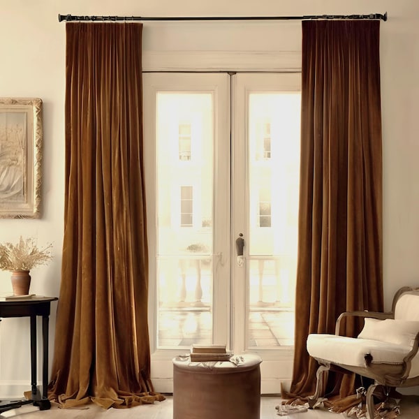 100 % Blackout Velvet Curtains for Bedroom,  for Living Room, Nursery. Custom Size Velvet Room Darkening Curtain Panels