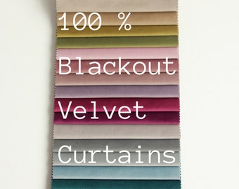 Fully Blackout Velvet Curtain Panels for Bedroom, Living Room, 36 colors. Custom Made Velvet Drapery Rod pocket, Grommet, Hook/Ring