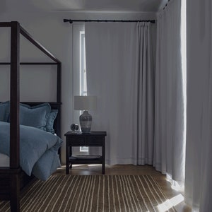 100% Blackout Lightweight Curtains, Color Greyish White, Blackout Panels for Bedroom, Living room, Rod pocket, Hook/Ring, Track Options image 5