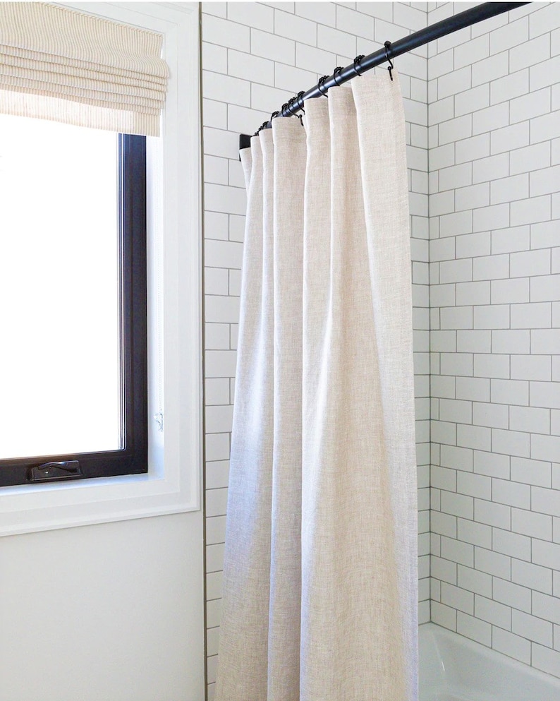 Linen Shower Curtain Bathroom Curtain Panel off White - Etsy