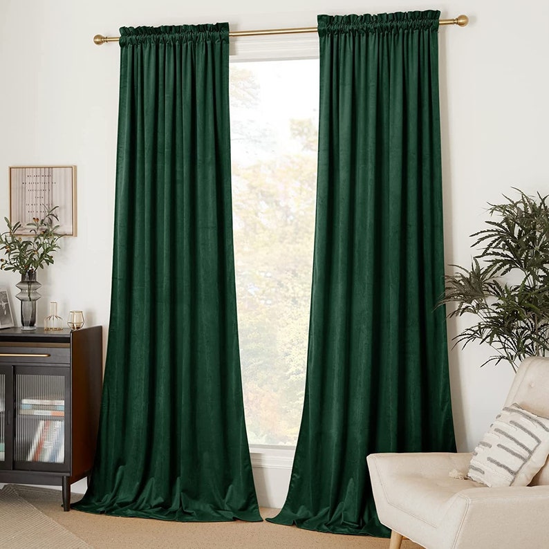 Double Sided Velvet Curtain Panels Room Darkening Drapes 37 Etsy