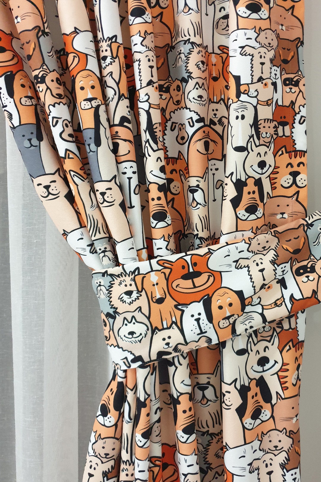 Nursery Kids Curtain Panels Cute Dogs Theme Baby Room Etsy