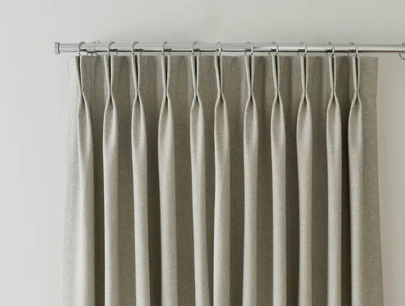Extra Wide Double Pinch Pleated Faux Linen Curtains, 28 Colors