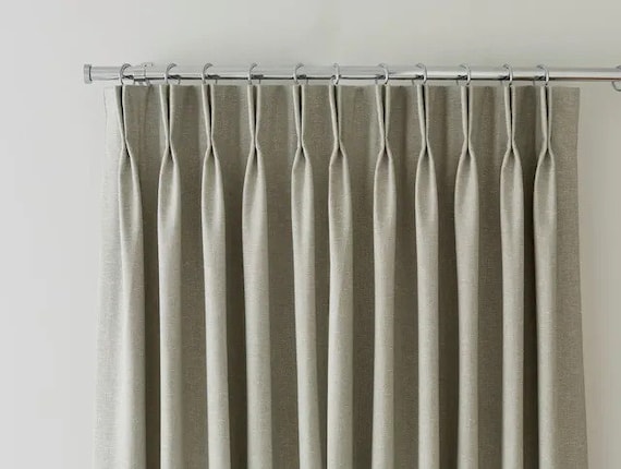 Extra Wide Double Pinch Pleated Faux Linen Curtains, 28 Colors