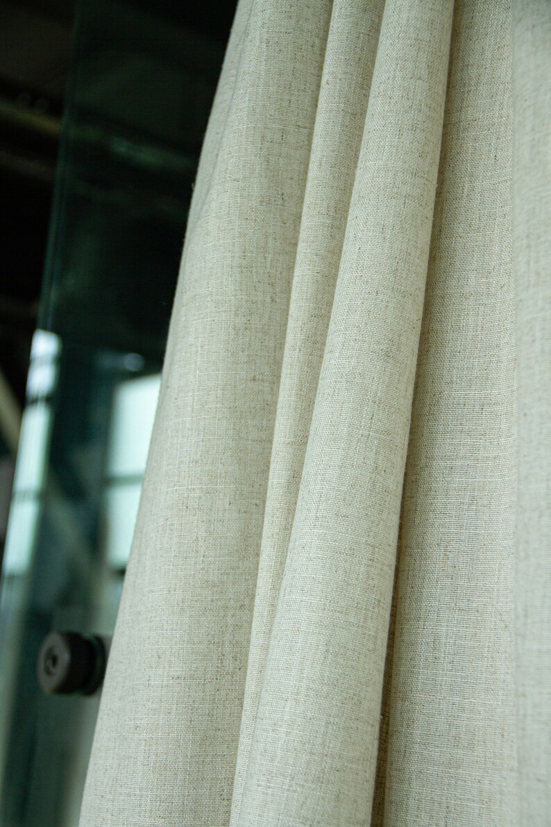 Natural Linen Curtains for living room, Grommet, Rod pocket, Hook/Ring, Track Options, Linen Drapery Panels , for bedroom image 8