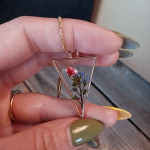 Pink and blue wildflower necklace
