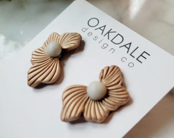 Art Deco Flower Studs: Large Polymer Clay Statement Earrings