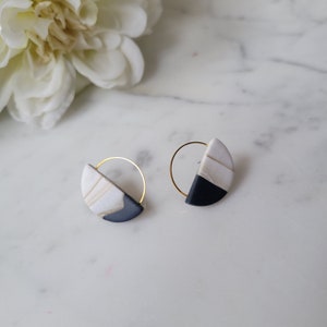 Large Round Clay and Metal Studs | Polymer Clay Earrings | Statement Studs | Lightweight Handmade | The "Ali"