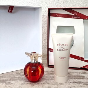 Delices de Cartier EDT 8eau de toilette) 50ml + Soft Body Milk 100ml. Discontinued vintage extremely rare.