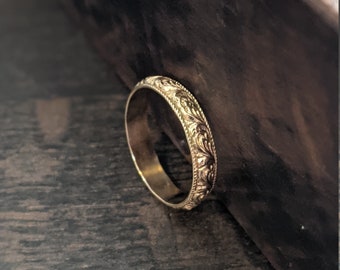 Vintage scroll gold filled band ring