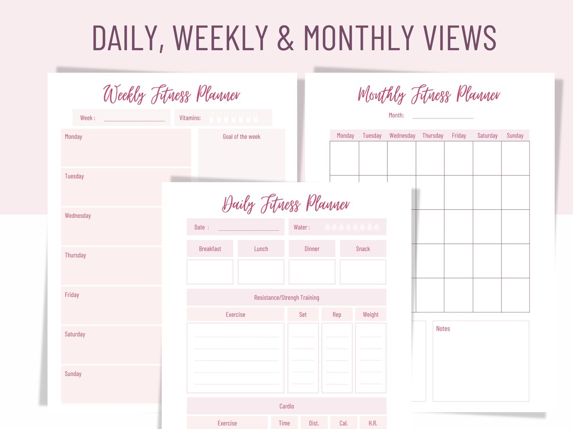 Digital Fitness Journal Printable Fitness Planner Printable Etsy