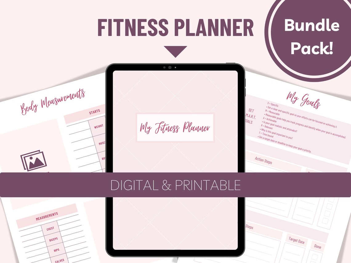 Digital Fitness Journal Printable Fitness Planner Printable Etsy