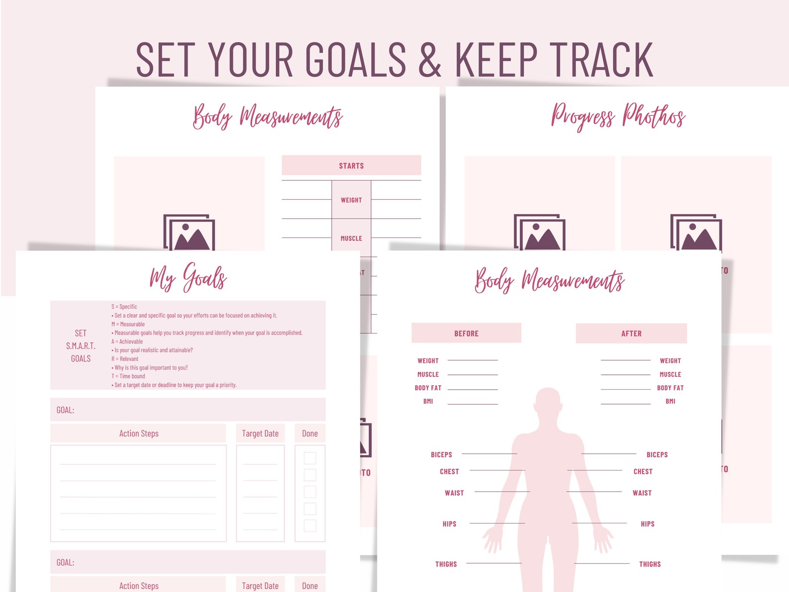 Digital Fitness Journal Printable Fitness Planner Printable Etsy