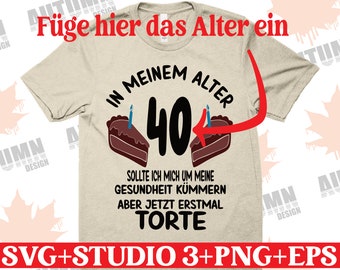 Plotter file birthday t shirt design round birthday motif birthday shirt birthday saying 40 50 60 70 svg studio 3 png eps clipart