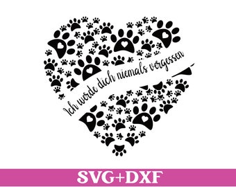 Plotter file dog dogs saying svg memory dog dog svg heart svg plotter file heart paw svg clipart silhouette svg dxf