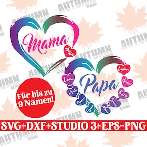 Plotterdatei Herz Mama Papa Oma Opa Kindernamen Muttertag Familie Personalisierbar Herzen Svg Dxf Png Eps Studio3 Clipart Schneidedatei