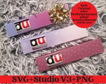 Archivo trazador barra de chocolate caja de regalo caja de regalo DU idea de regalo archivo de corte Svg PNG Silhouette Studio V3 Cricut archivo