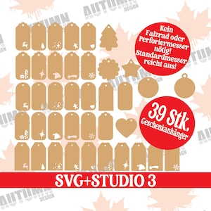 Plotterdatei Weihnachten Geschenkanhänger Geschenkidee Anhänger Tags Template Weihnachtsideen Svg Silhouette Studio 3 Schneidedatei Cricut