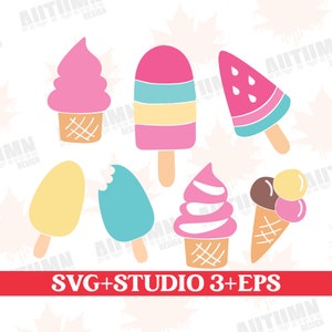Icecream Eis Plotterdatei Eis am Stiel Fruchteis Schokoeis Eistüte Sommer Silhouette Icecream Svg eps Studio3 Schneidedatei Cricut Datei