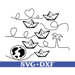 Paper ship svg, ship plotter file, itinerary svg plotter file, paper boat plotter file, vacation svg, travel svg, sea svg,cutting file