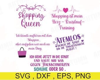 Tienda de compras Archivo de trazador de compras Refranes divertidos Taza Camiseta Sublimación Svg Png Dxf Eps Studio3 Archivo de corte Trama de silueta