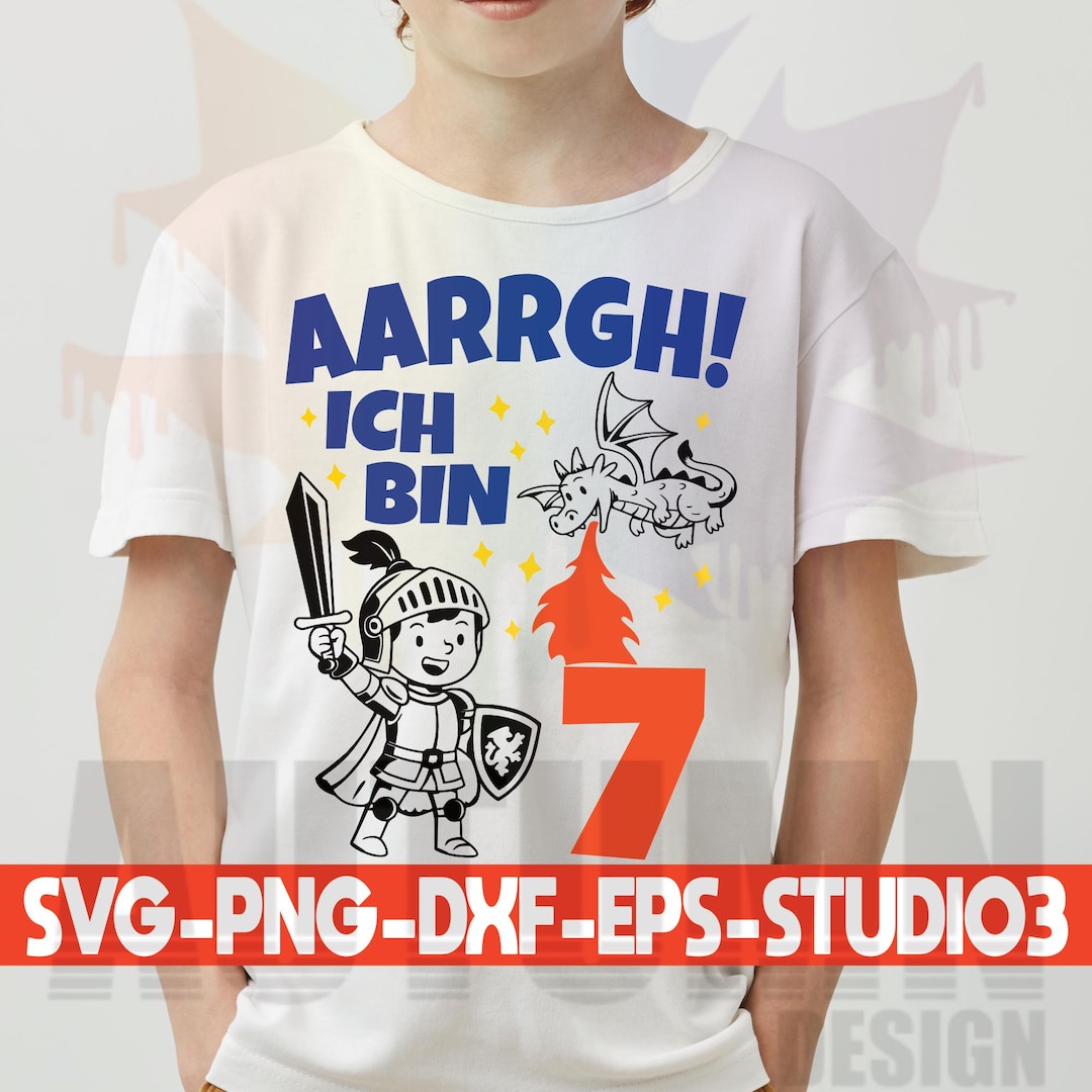 Ritter 7. Geburtstag Svg Jungs Kinder Jungen siebter Geburtstag T Shirt ...