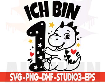 Dino 1st Birthday Svg First Birthday Girl Boy Baby Plotter File Birthday Number Kids Birthday T Shirt Sublimation Clipart Png