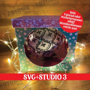 Plotter file Christmas tree ball box Christmas tree ball gift box ornament gift box for 8 cm ball light box svg Studio3