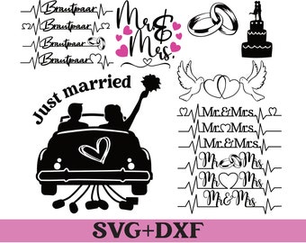 Plotter file wedding I wedding svg bundle I wedding bundle svg I bride svg I groom svg I Mr and Mrs svg I Cricut svg wedding I