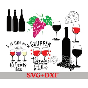 Wine Svg Bundle Wine Svg Bundle Plotter File Wine Wine Lover Clipart SVG DXF Silhouette Cricut File