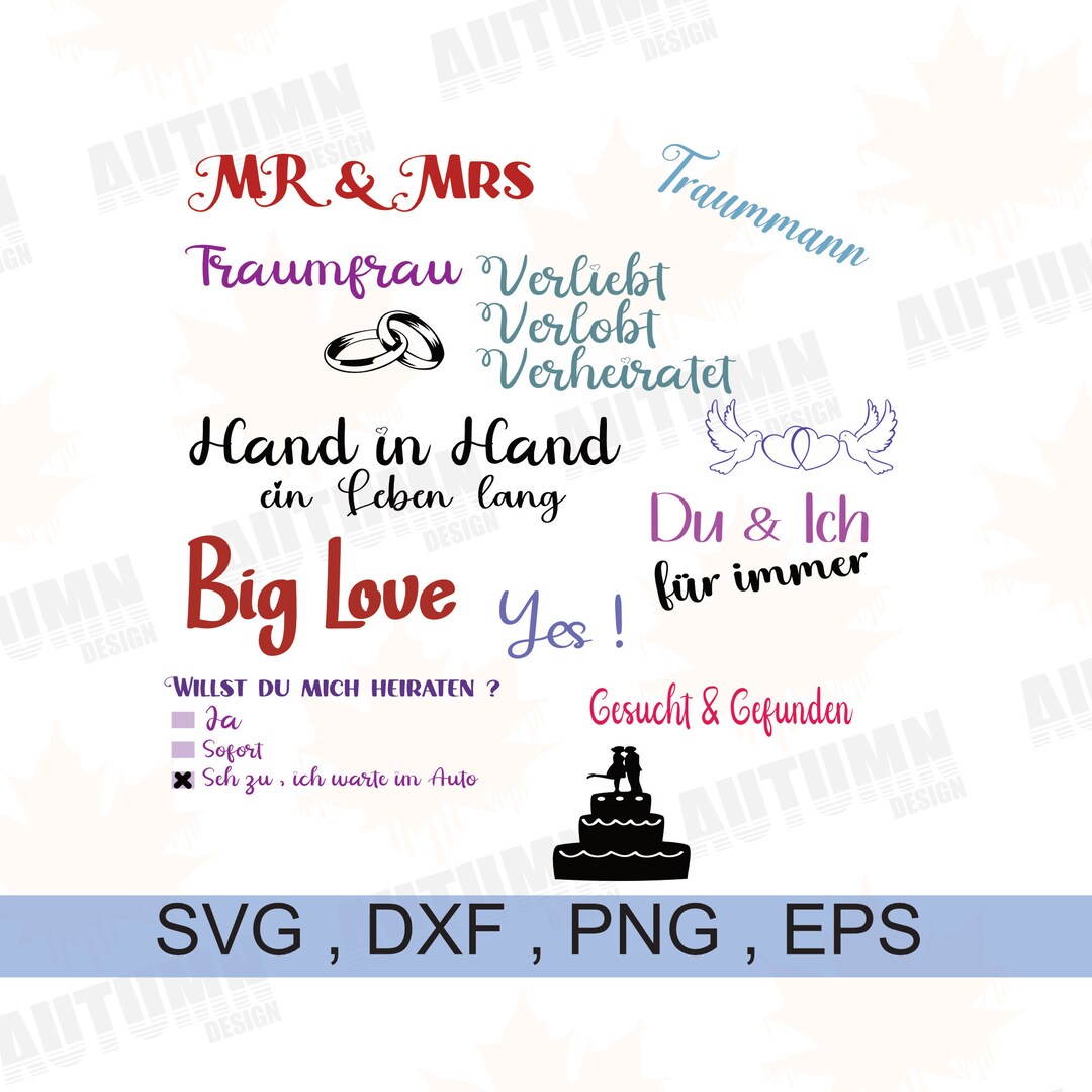 Plotterdatei Hochzeit , Marriage SVG , Plotterdatei Hochzeit Sprüche