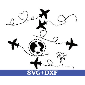 Airplane Plotter File Svg, Travel Love Svg, Airplane Svg, Honeymoon, Vacation, Cutting File, Silhouette, Svg, Dxf, Cricut