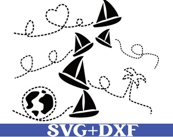 Velero svg Plotter archivo velero tour svg náutica svg velero svg barco svg viaje vacaciones mar silueta vector archivo de corte