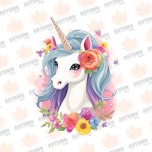 Kawaii Einhorn Png Sublimation Datei Clipart Cartoon Einhorn Illustration Kinder T Shirt Design Kinder Sublimation Design digitaler download