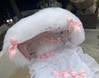 Push Chair Footmuff/Cosy Toes Frilly Broderie Anglaise Pink 
