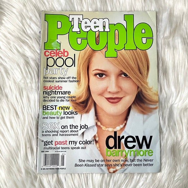 1999 Vintage Teen People Magazine Drew Barrymore Cover May 90s Rare Celebrity Teen Magazines Fashion Style y2k Plus Extra Clippings!