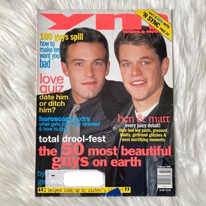 1999 Vintage YM Magazine Ben Affleck Matt Damon February 90s Vintage y2k Fashion Teen Issues Collage Ephemera