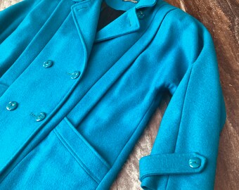 70s Vintage Wool Blend Teal Blue Green Coat by Collection Élégante Thunder  Bay Heavy Warm Longline Outerwear Midcentury Chic