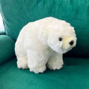 Oso de peluche vintage de 28 cm de los años 80, oso polar blanco de alta calidad, I.M.D., súper suave, hecho en Corea.